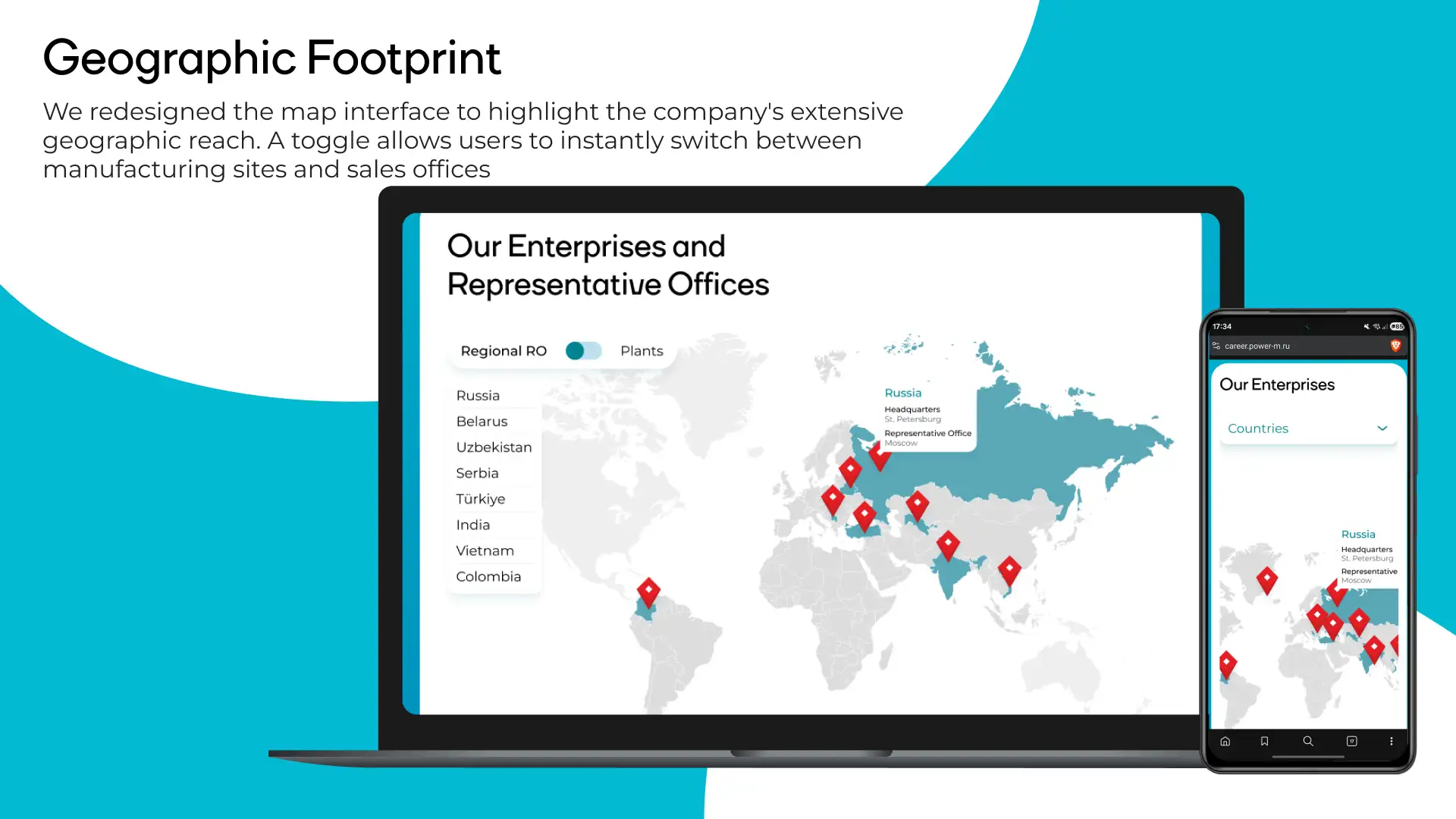Interactive map of company presence