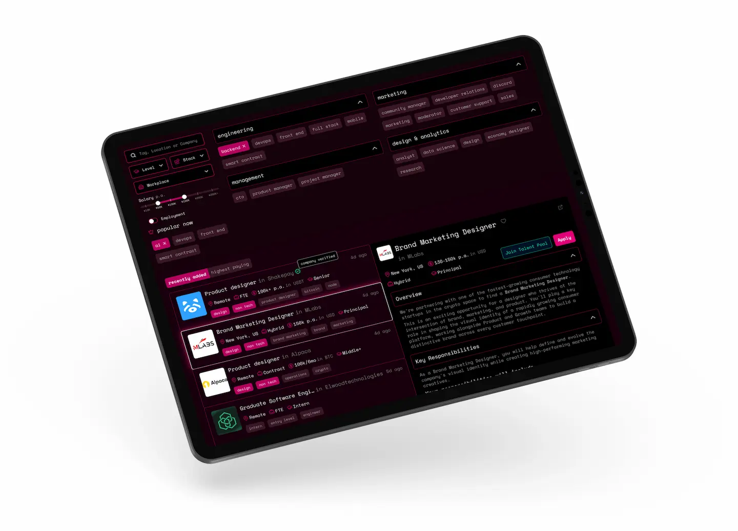 Улучшение UX для сайта web3.career